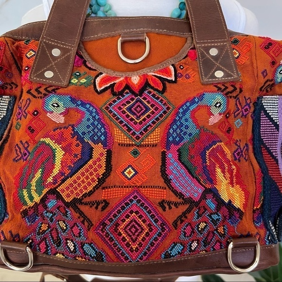 VINTAGE Boho HUIPIL Bag, Peacock Design, Guatemala - Picture 3 of 6